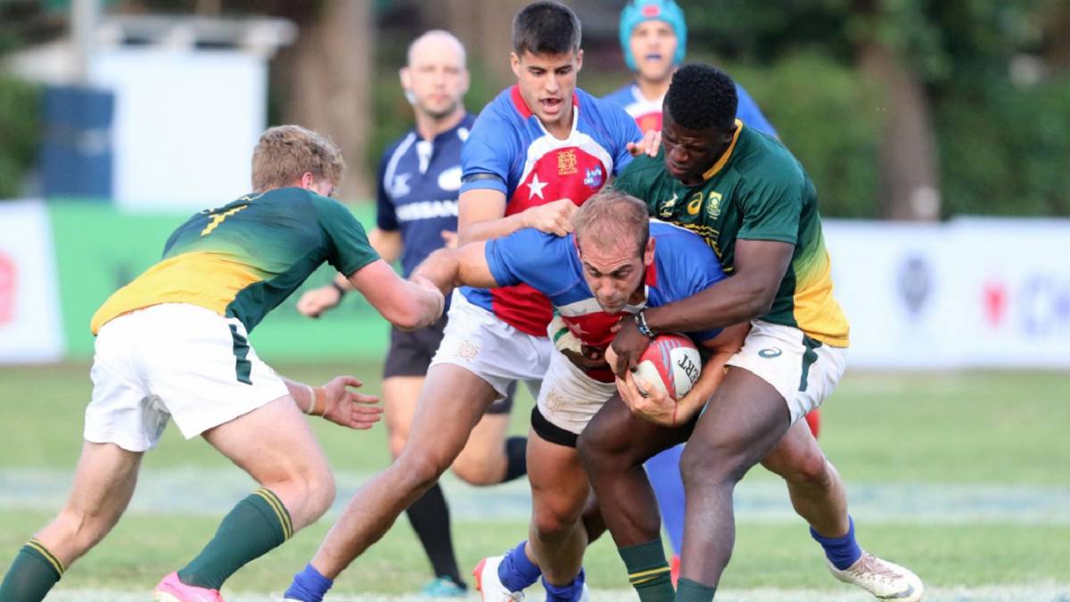 La participación en el Circuito Mundial de Seven en Vancouver, Canadá comenzó con una derrota por 43-0 en el debut del grupo A.
