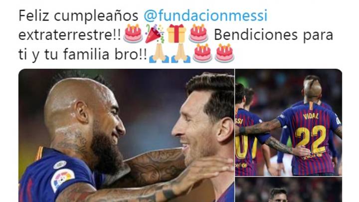 El afectuoso saludo de Vidal a Messi en su cumpleaños