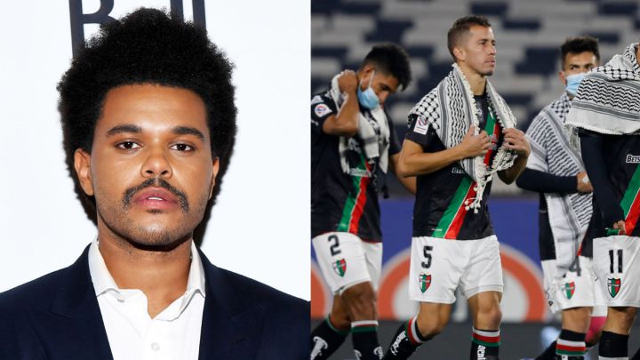 El cantante canadiense compartió en sus historias de Instagram una imagen del plantel árabe cuando salió con los kufiyya ante Colo Colo.