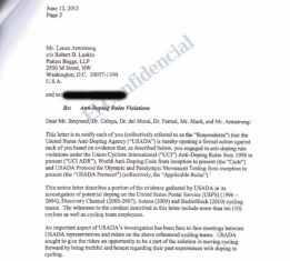 La USADA comunicó en junio a Armstrong sus cargos de dopaje La USADA comunicó en junio a Armstrong sus cargos de dopaje
