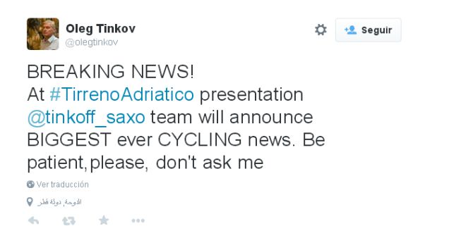 Tinkov promete dar "la noticia más grande de la historia"