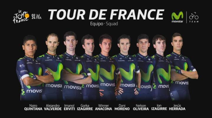 Quintana y Valverde lideran la lista de Movistar para el Tour