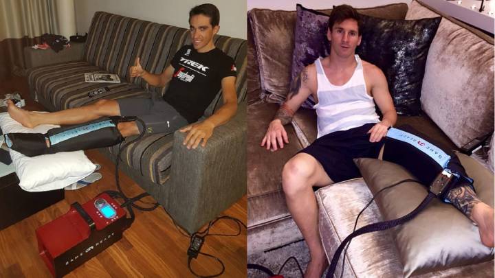 Alberto Contador y Leo Messi utilizan la misma máquina para recuperarse de caídas o lesiones.