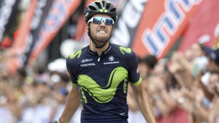 Jesús Herrada festeja su victoria en el Campeonato de España de Ciclismo que se ha disputado en Soria