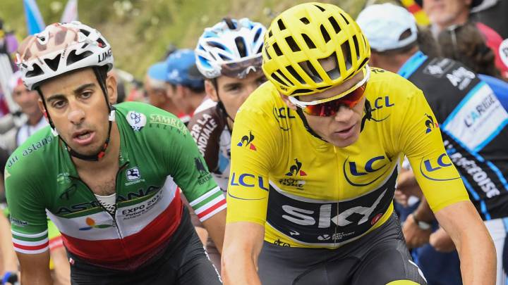 Christopher Froome y Fabio Aru durante la etapa de Peyragudes en el Tour de Francia 2017.