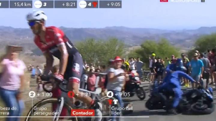 Un espectador tiró a una moto de asistencia neutra de Shimano