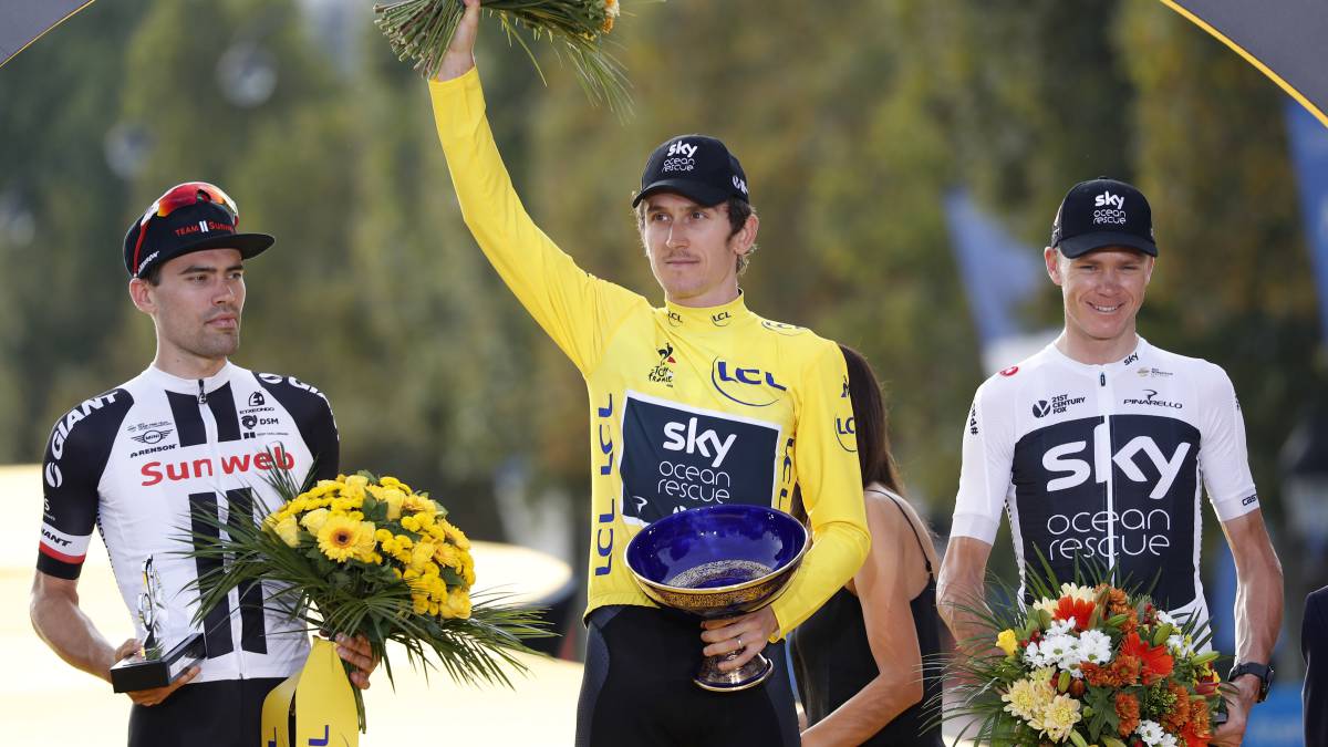 Roban el trofeo de Geraint Thomas del título Tour de Francia Roban el trofeo de Geraint Thomas del título Tour de Francia