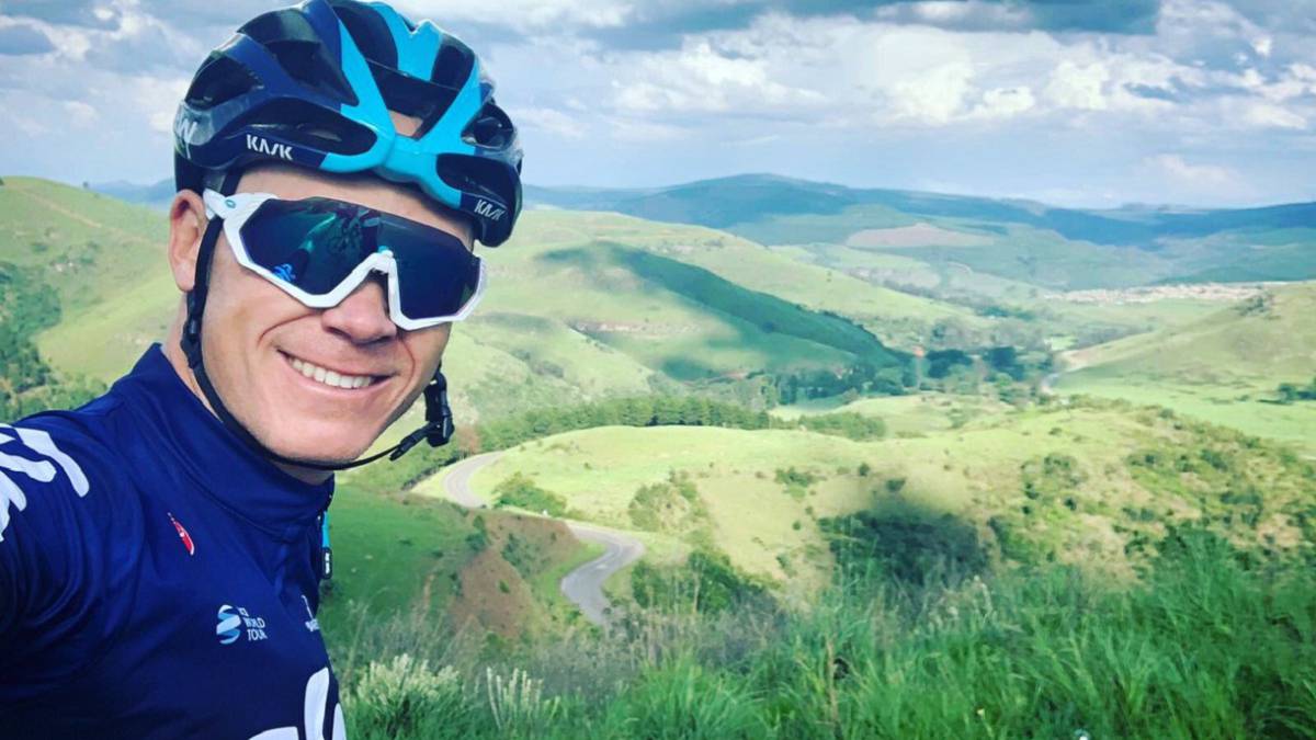 Chris Froome se hace un selfie durante un entrenamiento en Sudáfrica.