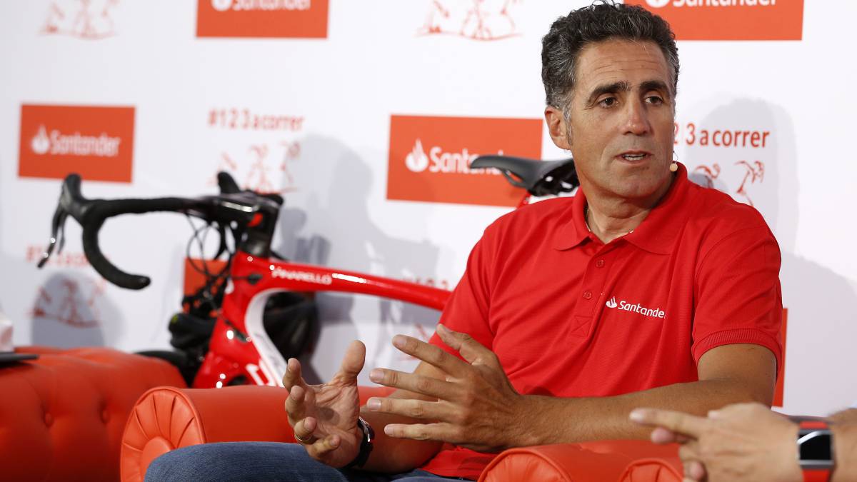 Miguel Indurain durante un acto del Banco Santander.