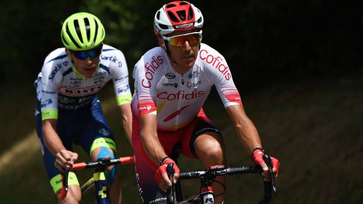 Stéphane Rossetto, junto con Aimé De Gendt durante la etapa de hoy en el Tour de Francia.
