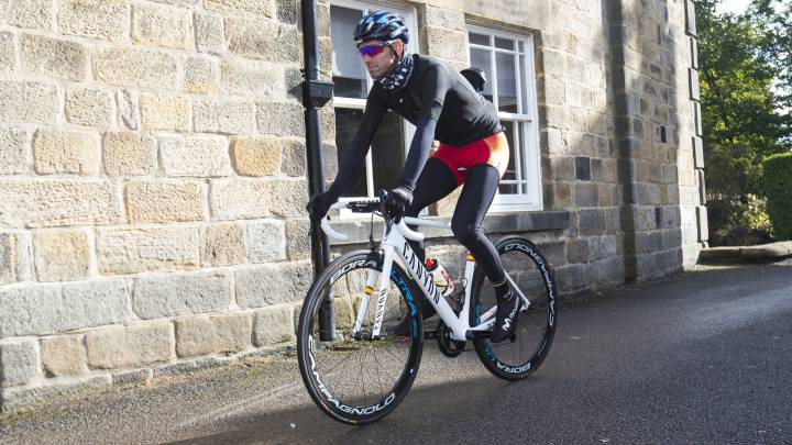 Alejandro Valverde, durante un entrenamiento con la selección española antes de los Mundiales de Yorkshire.