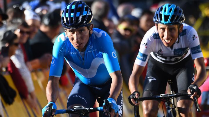 Nairo Quintana y Egan Bernal, durante la séptima etapa de la París-Niza 2019 con final en el Col de Turini.