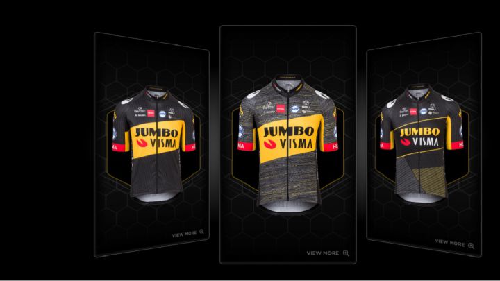 Imagen de las tres propuestas de maillot del Jumbo-Visma para el Tour de Francia que serán votadas por los aficionados.