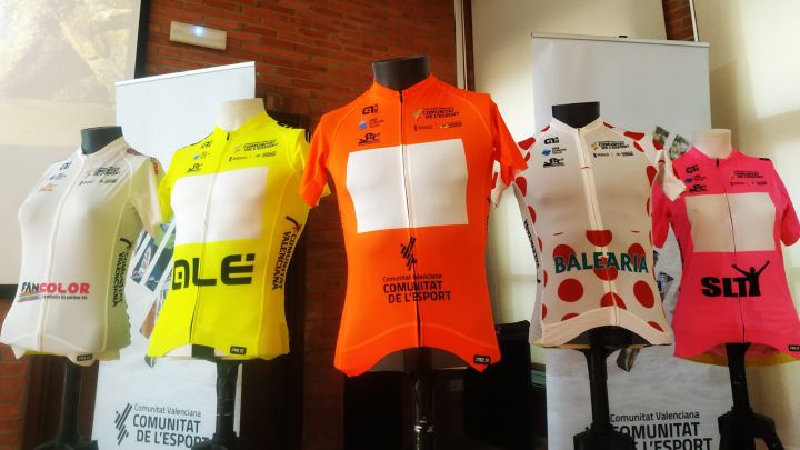 Imagen de los maillots distintivos de la Setmana Ciclista, la Vuelta a la Comunidad Valenciana Féminas.