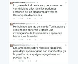 Pimentel denuncia amenazas contra los jugadores de Chicó