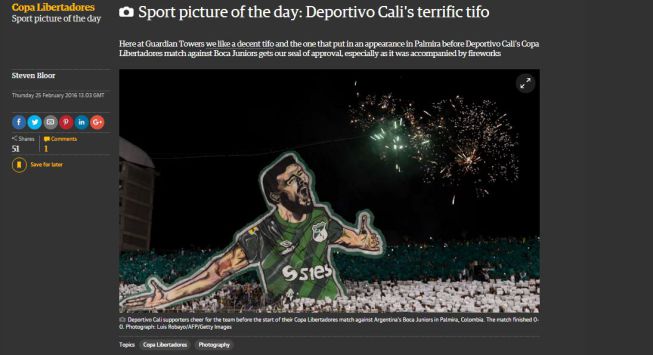Hasta Inglaterra llega la imagen del tifo de Andrés Pérez