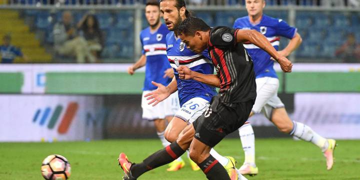 Gol de Carlos Bacca y partidazo de Luis Fernando Muriel en triunfo 1-0 del Milan sobre Sampdoria, por la fecha 4 de la Serie A