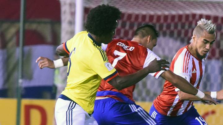 Yerry Mina ante Paraguay en eliminatorias
