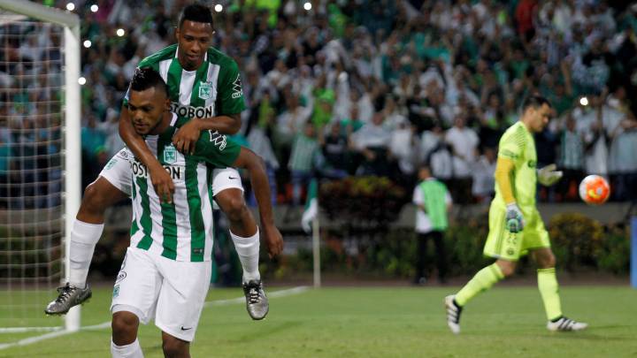 Miguel Borja fue la figura de Atlético Nacional en la victoria ante Coritiba que le permitió clasificar a semifinales de la Copa Sudamericana.