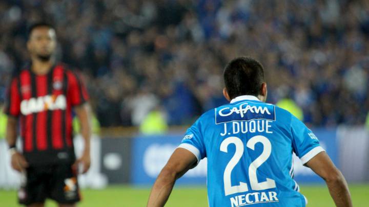 Con el gol que le marcó Jhon Duque a Paranaense, Millonarios rompe un anti récord de 688 minutos para anotarle a un equipo brasileño en Copa Libertadores.