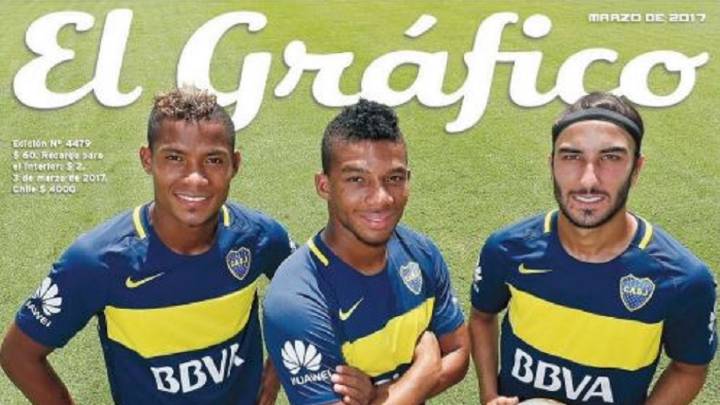 Frank Fabra, Sebastián Pérez, Wilmar Barrios fueron destacados en la tapa de la revista argentina El Gráfico del mes de marzo