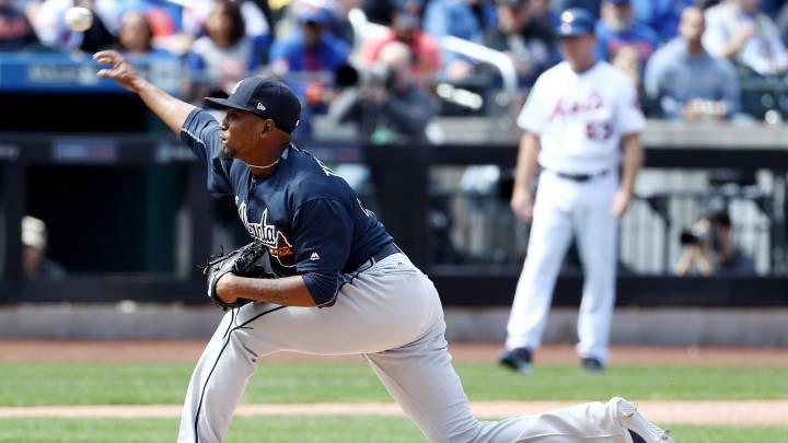 Julio Teherán, pitcher colombiano de los Bravos de Atlanta.