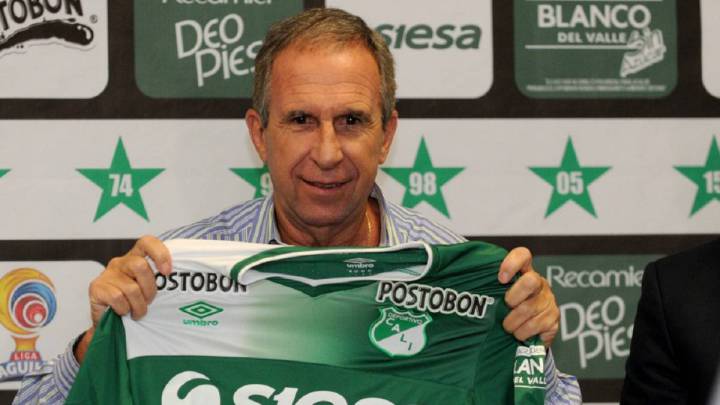 Gerardo Pelusso, técnico del Deportivo Cali, durante su presentación con el equipo