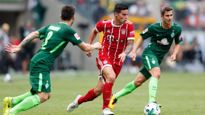 Bayern Múnich, del colombiano James Rodríguez, enfrenta al Werder Bremen por la fecha 19 de la Bundesliga