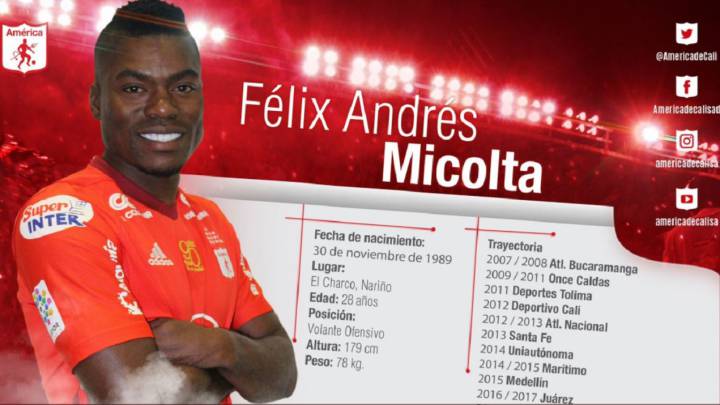 Félix Micolta, nuevo jugador de América de Cali para 2018
