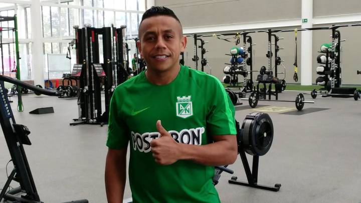 El volante Vladimir Hernández durante un entrenamiento en gimnasio con Atlético Nacional