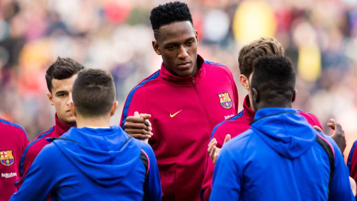 Yerry Mina en su debut en Liga con Barcelona ante Getafe