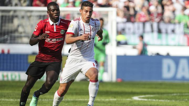 James jugó 71 minutos en la victoria de Bayern frente a Hannover