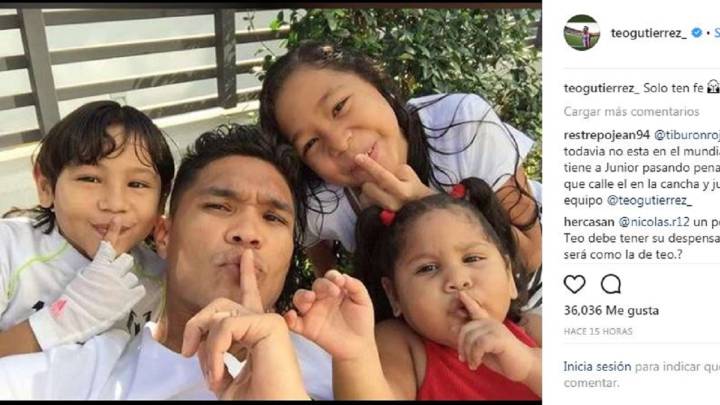 Teófilo Gutiérrez y su mensaje en Instagram