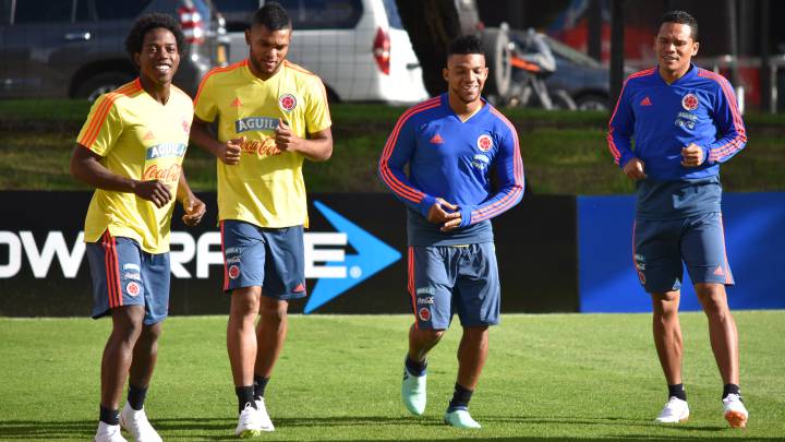 Carlos Sánchez, Miguel Borja, Frank Fabra y Carlos Bacca entrenan con la Selección en la sede de la FCF