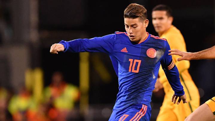 James Rodríguez con la Selección Colombia en el amistoso ante Australia