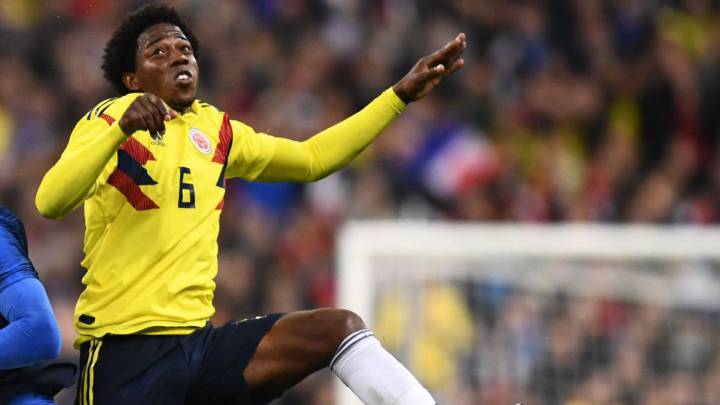 Carlos Sánchez en el amistoso de Colombia ante Francia en marzo de 2018