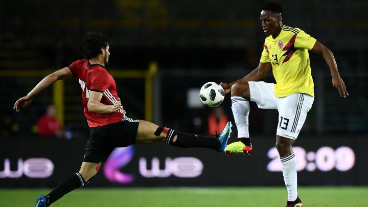 Yerry Mina en el partido contra Egipto