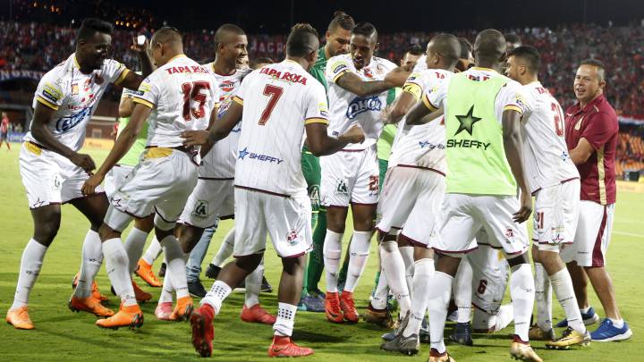 Celebración del Tolima al pasar a la final de la Liga