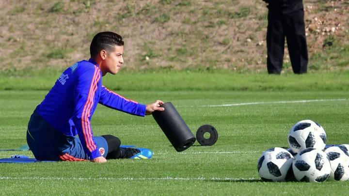 James Rodríguez en el entrenamiento de Colombia en Kazán
