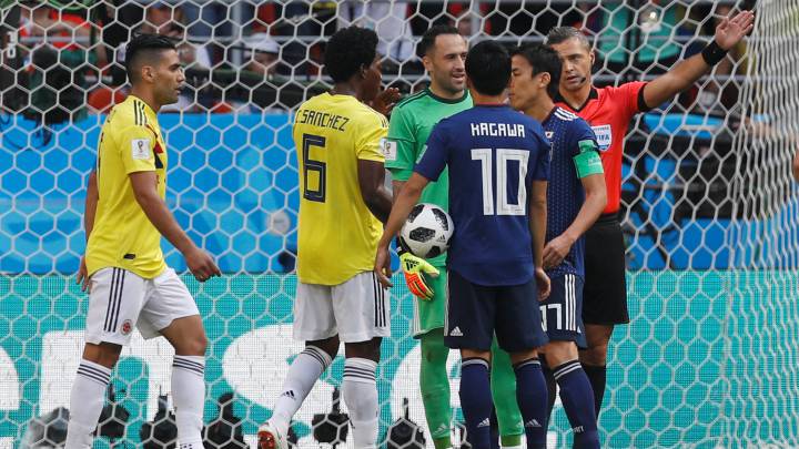 Carlos Sánchez fue expulsado en el partido de Colombia ante Japón en el debut del Mundial de Rusia 2018