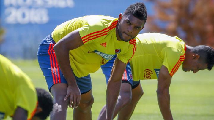 Miguel Borja en entrenamiento de Colombia en Kazán
