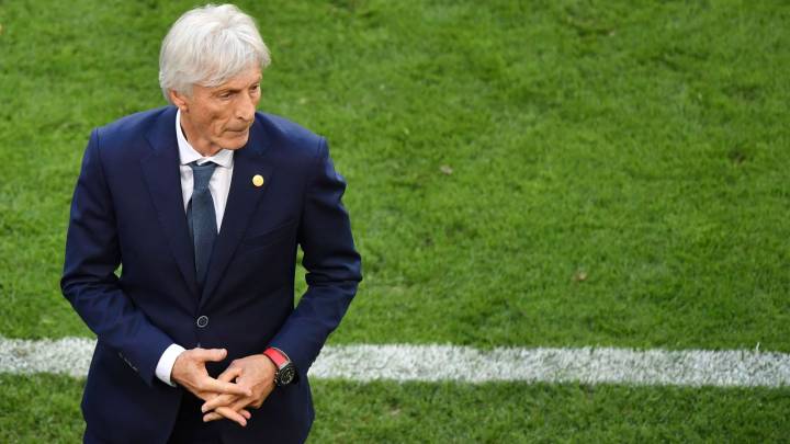 José Pékerman en el partido ante Senegal por Rusia 2018