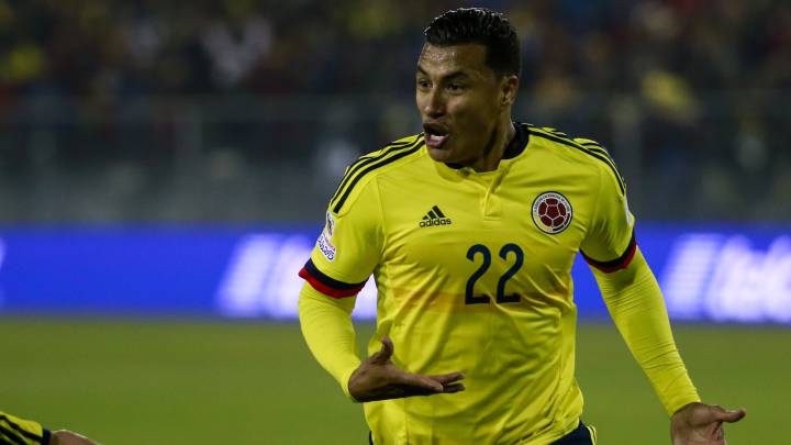 Jeison Murillo celebra un gol ante Brasil