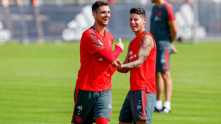 James Rodríguez en el entrenamiento del Bayern Múnich