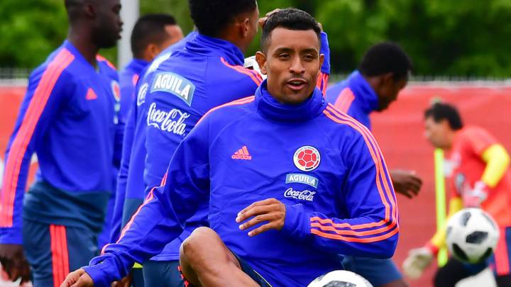 Farid Díaz en un entrenamiento de Colombia en Rusia 2018