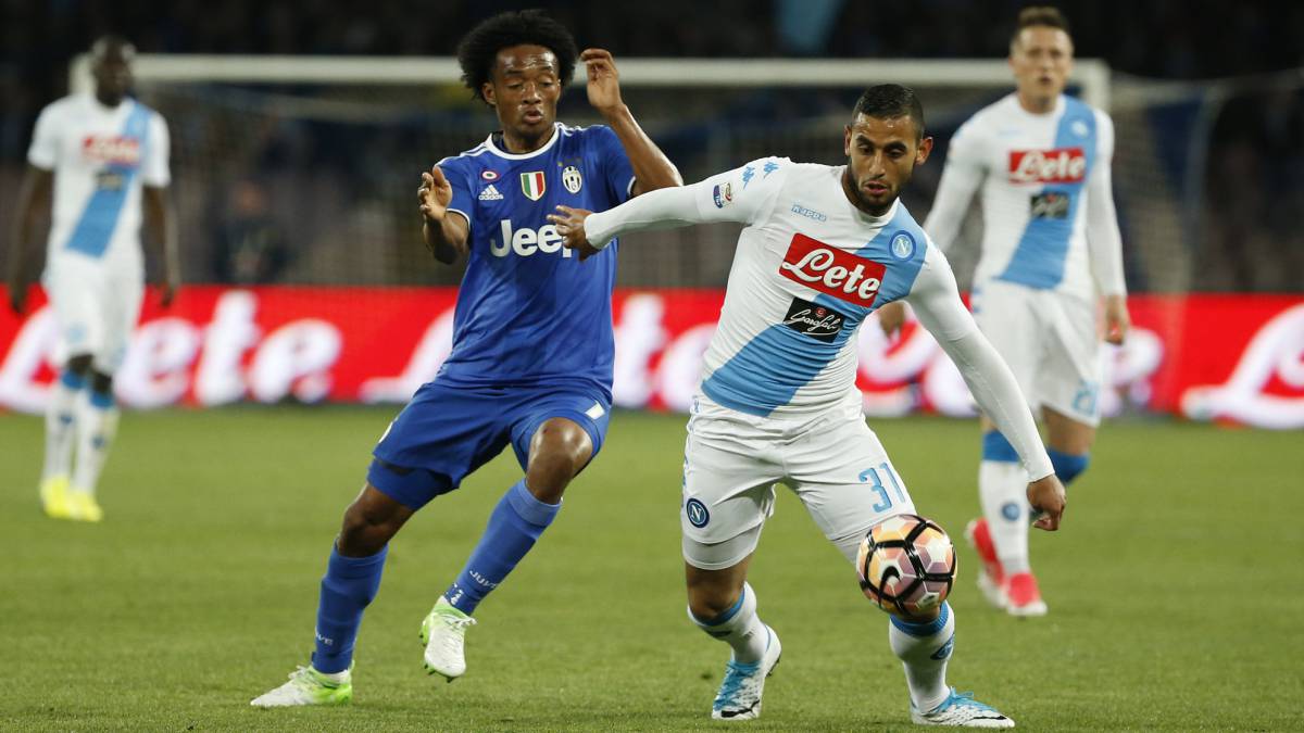 Juan Guillermo Cuadrado y David Ospina se preparan para el partido entre Juventus y Napoli
