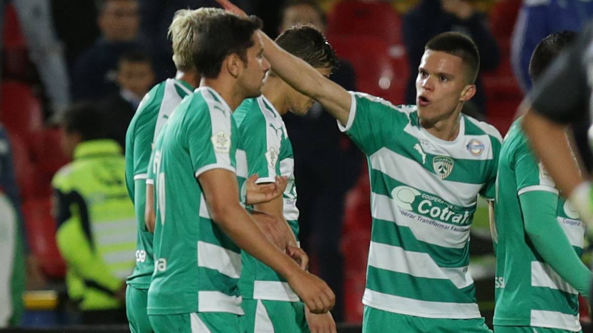 Equidad celebra un gol ante Millonarios en Liga
