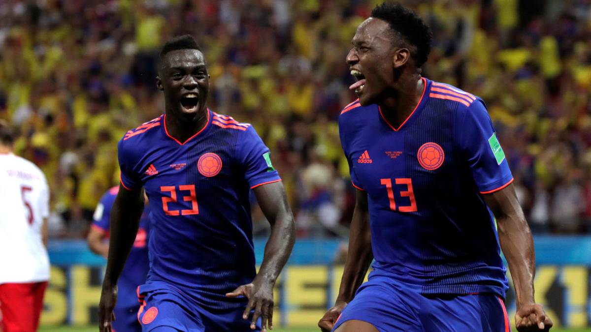 Davinson Sánchez y Yerry Mina en el partido de Colombia ante Polonia en el Mundial de Rusia 2018