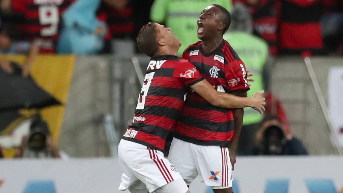 Marlos Moreno celebra su gol ante Palmeiras