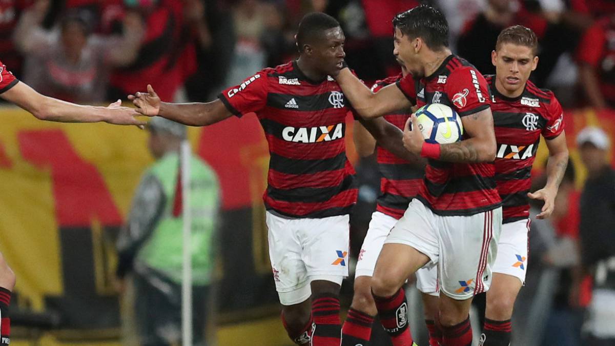 Marlos Moreno celebra su gol ante Palmeiras